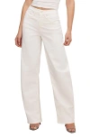 Good American Good Barrel High Waist Relaxed Barrel Twill Pants In Cloud White