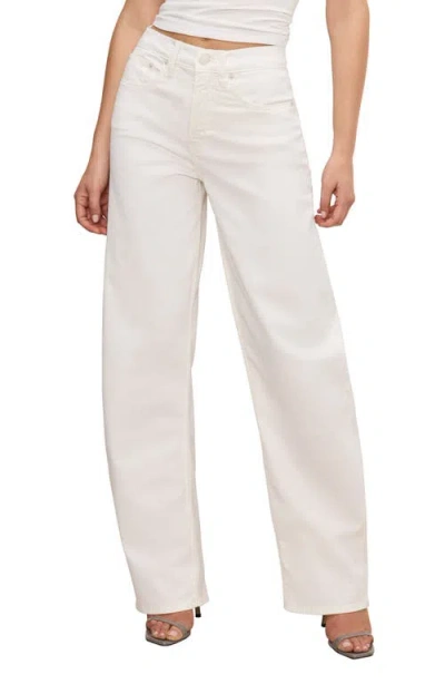 Good American Good Barrel High Waist Relaxed Barrel Twill Pants In Cloud White