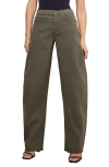 Good American Good Barrel High Waist Relaxed Barrel Twill Pants In Fatigue