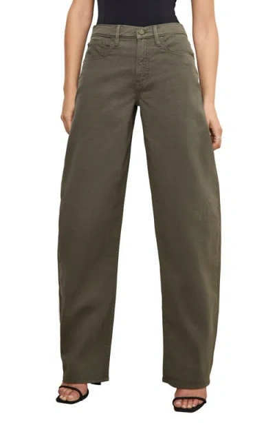 Good American Good Barrel High Waist Relaxed Barrel Twill Pants In Fatigue