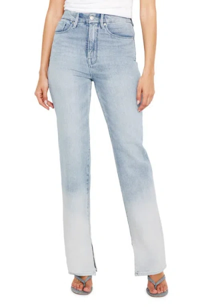 Good American Good Boy High Waist Side Slit Raw Hem Jeans In Indigo665