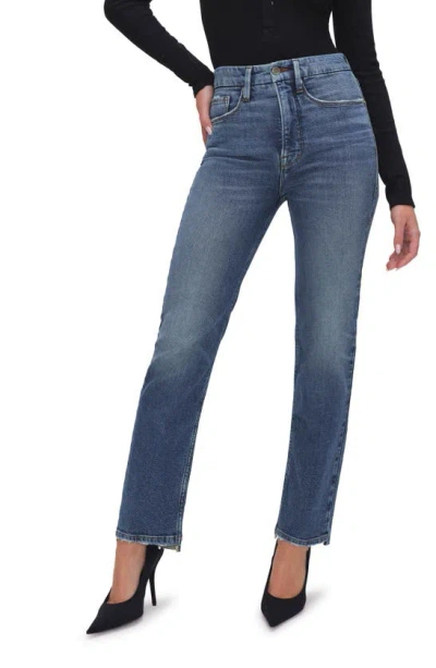 GOOD AMERICAN GOOD AMERICAN GOOD BOY STEP HEM HIGH WAIST ANKLE STRAIGHT LEG JEANS