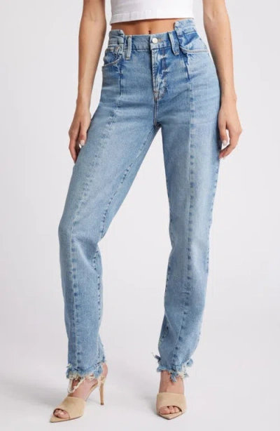 Good American Good Boy Step Waist Distressed Hem Jeans In Indigo678