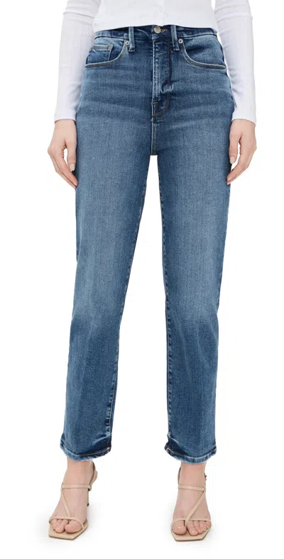 Good American Good Boy Straight Light Compression Jeans Indigo871