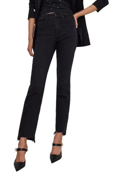 Good American Good Classic Chewed Hem Slim Straight Jeans In Black361