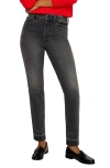 Good American Good Classic Released Hem High Waist Ankle Slim Straight Leg Jeans In Black