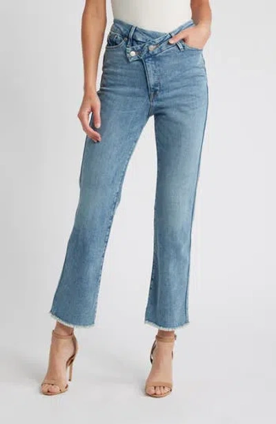 GOOD AMERICAN GOOD AMERICAN GOOD CURVE CROSSOVER WAIST STRAIGHT LEG JEANS