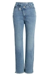 Good American Good Curve Crossover Waist Straight Leg Jeans In Indigo709