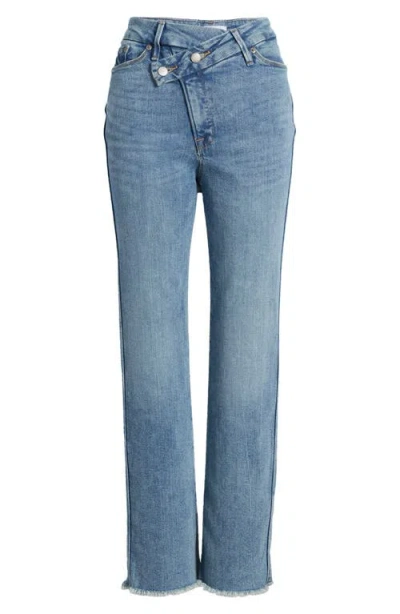 Good American Good Curve Crossover Waist Straight Leg Jeans In Indigo709