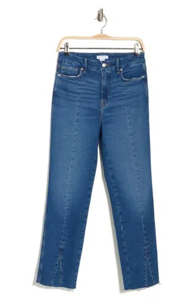 Good American Good Curve High Waist Distressed Straight Leg Jeans In Indigo461