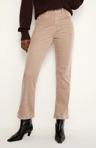 Good American Good Curve High Waist Straight Leg Corduroy Pants In Flax001