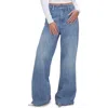 Good American Good Ease Crystal Embellished Wide Leg Jeans In Indigo