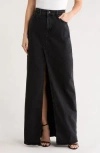 Good American Good Ease Denim Maxi Skirt In Black
