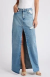 Good American Good Ease Denim Midi Skirt In Indigo733
