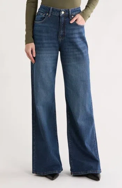 Good American Good Ease Relaxed Fit Wide Leg Jeans In Blue