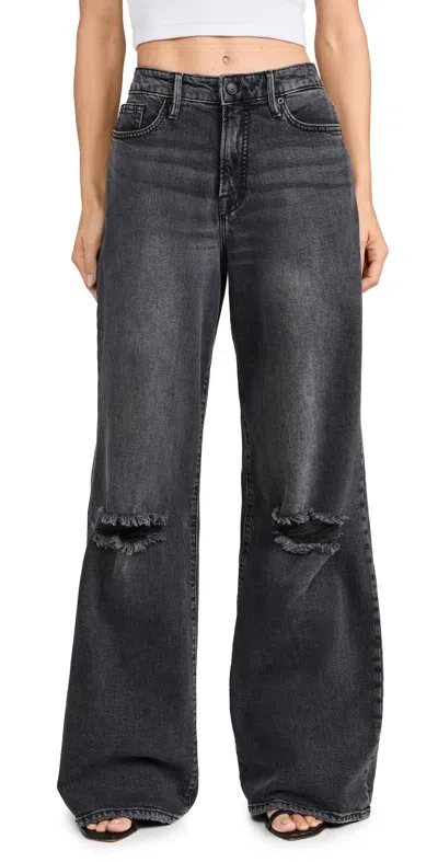 Good American Good Ease High Waist Wide Leg Jeans In Black346