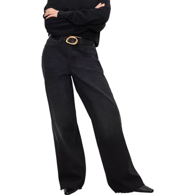 Good American Good Ease Wide Leg Jeans In Black