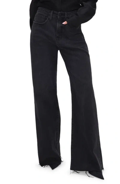 Good American Good Ease Wide Leg Jeans In Black324