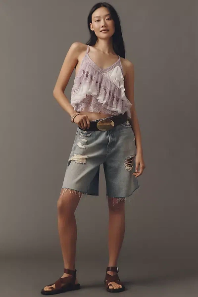 Good American Good Extreme Barrel Mid-rise Denim Shorts In Blue