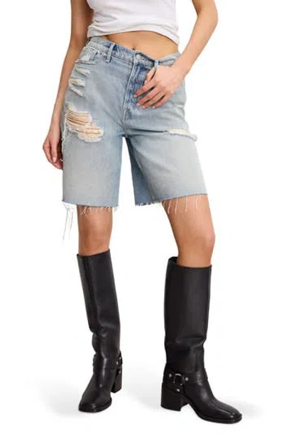 Good American Good Extreme Barrel Shorts In Blue