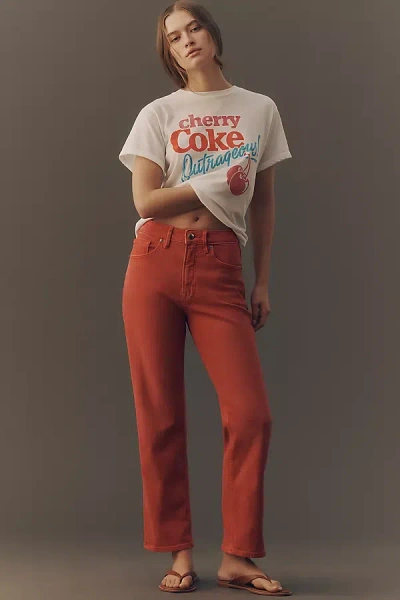 Good American Good Icon Ankle High-rise Straight-leg Jeans In Red