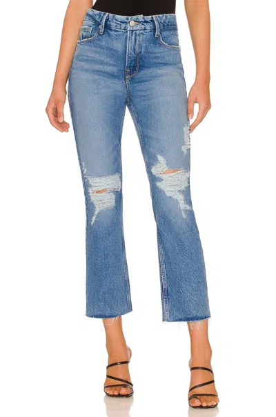 Good American Good Icon Crop With Festival Rips Jeans In Indigo157 In Blue