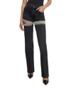 Good American Good Icon High Rise Straight Rhinestone Cutout Jeans In K376 In Black