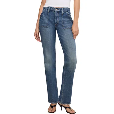 Good American Good Icon High Waist Straight Leg Carpenter Jeans In Indigo748