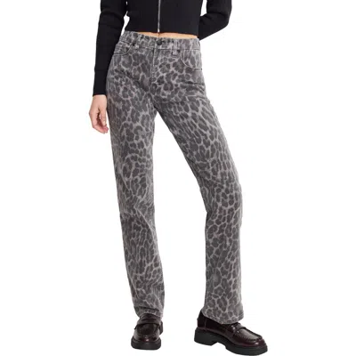 Good American Good Icon Leopard Print Straight Leg Jeans In Multi