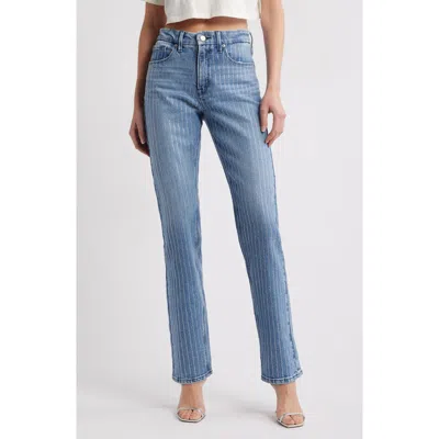 Good American Good Icon Rhinestone Straight Leg Jeans In Blue