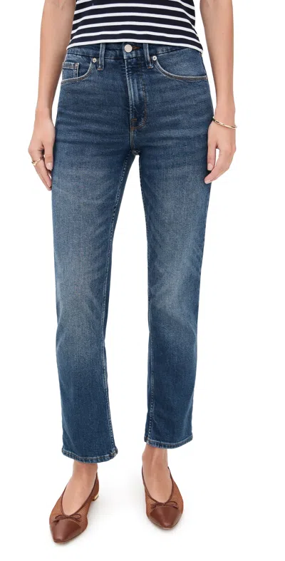 Good American Good Icon Straight Ankle Jeans Indigo1082 In Blue