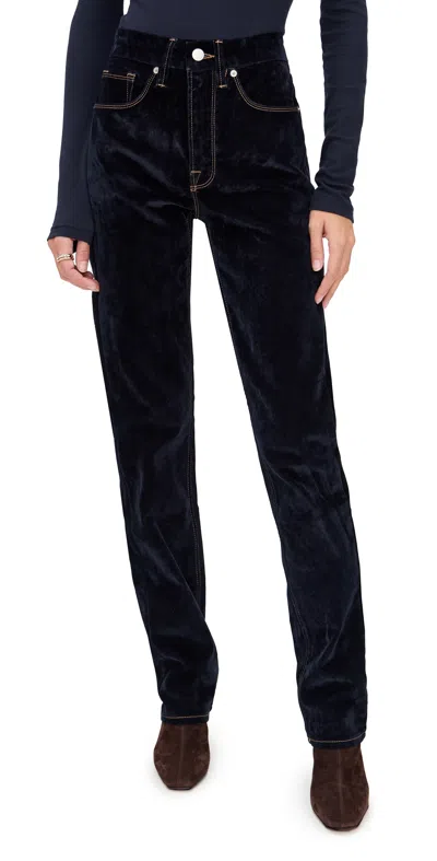 Good American Good Icon Straight Velvet Denim Jeans Indigo939 In Black