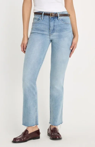 Good American Good Kick Flare Raw Hem High Waist Jeans In Blue