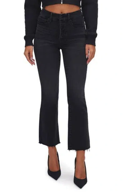 GOOD AMERICAN GOOD AMERICAN GOOD LEGS BUTTON FLY CROP MINI BOOTCUT JEANS