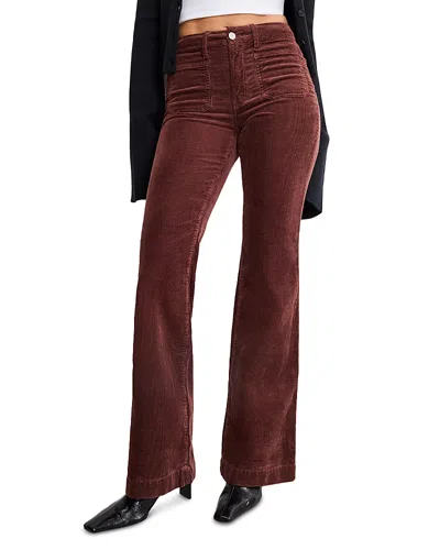 GOOD AMERICAN GOOD LEGS FLARE CORDUROY JEANS IN WALNUT