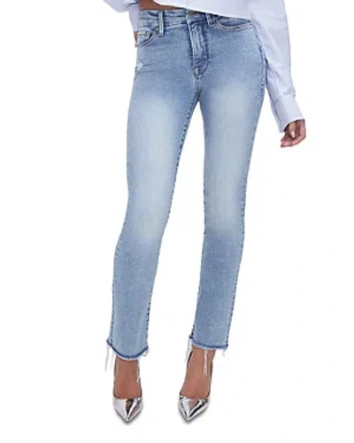 GOOD AMERICAN GOOD LEGS HIGH RISE ANKLE STRAIGHT JEANS IN INDIGO
