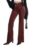 Good American Good Legs Patch Pocket Flare Corduroy Pants In Burgundy