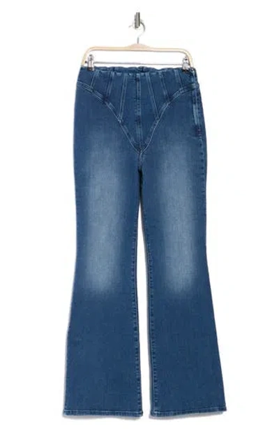 Good American Good Legs Pintuck Flared Jeans In Indigo