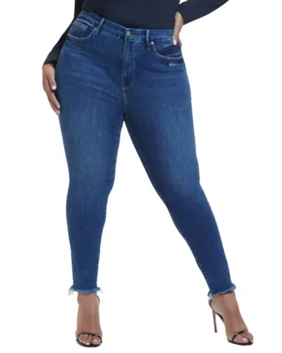 Good American Good Legs Raw Hem Skinny Jeans In Indigo In Blue