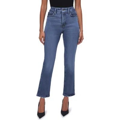 GOOD AMERICAN GOOD AMERICAN GOOD LEGS SOFT-TECH HIGH WAIST ANKLE STRAIGHT LEG JEANS