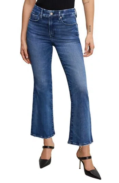 GOOD AMERICAN GOOD AMERICAN GOOD LEGS SOFT-TECH HIGH WAIST DISTRESSED CROP MINI BOOTCUT JEANS