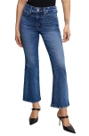 Good American Good Legs Soft-tech High Waist Distressed Crop Mini Bootcut Jeans In Indigo891