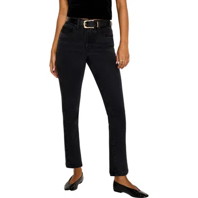Good American Good Legs Softtech Mid Rise Straight Leg Jeans In Black340