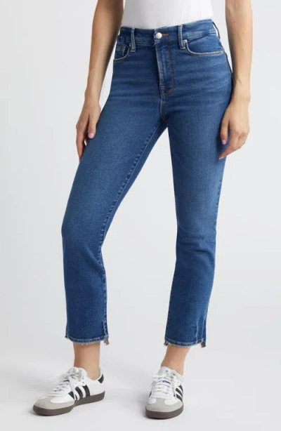 Good American Good Legs Step Hem Ankle Straight Leg Jeans In Indigo397