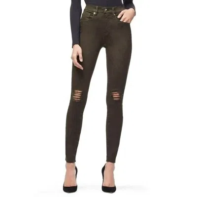 Good American Good Legs Stretch Ripped Denim High Rise Jeans In Green