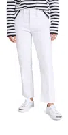 Good American Good Straight High Waist Raw Hem Straight Leg Jeans In White037