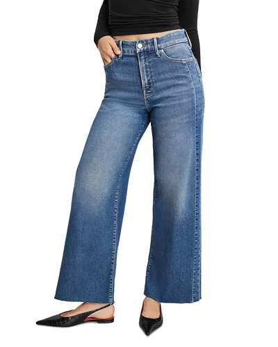 Good American Good Skate Cropped Wide Leg Jeans In Indigo1005 In Blue