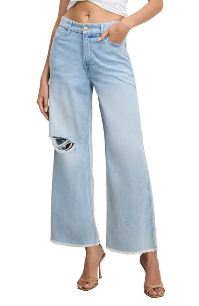 GOOD AMERICAN GOOD AMERICAN GOOD SKATE FRAY HEM CROP WIDE LEG JEANS