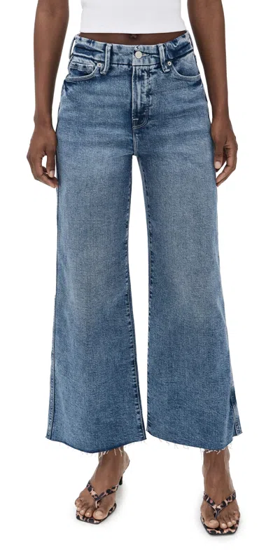 Good American Good Skate Wide Cropped Jeans Indigo978 In Blue