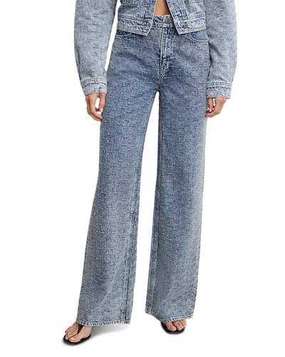 GOOD AMERICAN GOOD SKATE WIDE CRYSTAL JEANS IN INDIGO1070